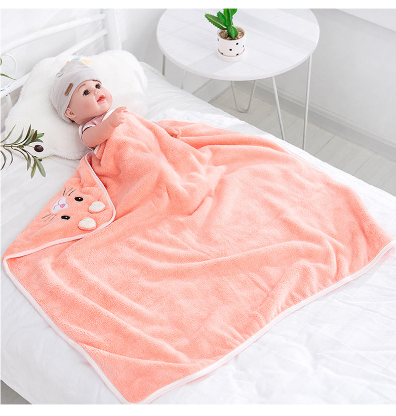 WarmNest™ Cotton Hooded Baby Bath Towel with Cartoon Ears