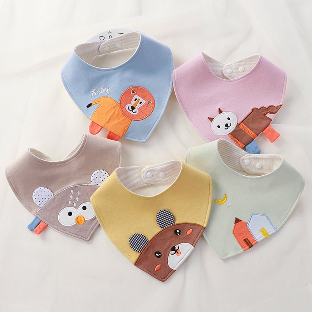 WarmNest™ Soft Cotton Baby Bib – Cartoon Bandana Bib for Newborns & Toddlers