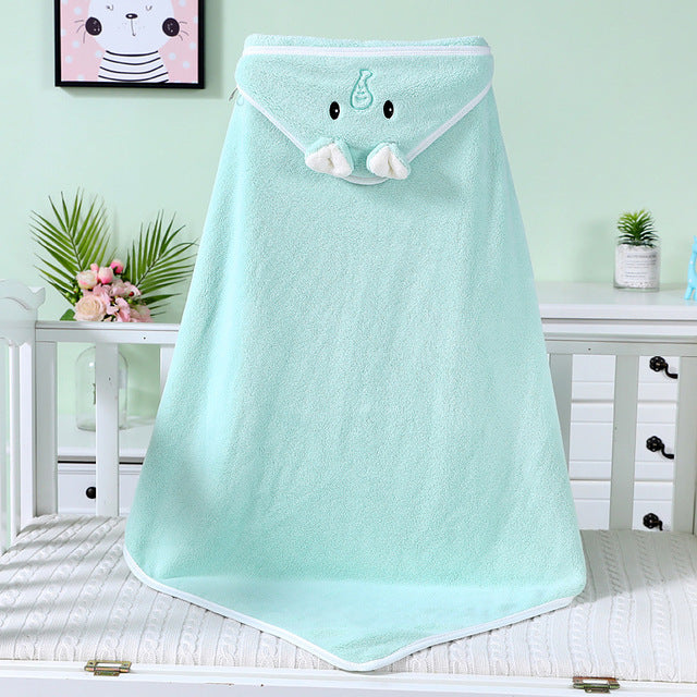 WarmNest™ Cotton Hooded Baby Bath Towel with Cartoon Ears